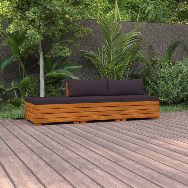 vidaXL 3-tlg. Garten-Lounge-Set mit Kissen Massivholz Akazie