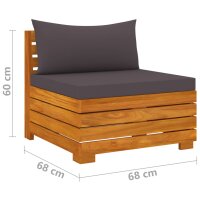 vidaXL 3-tlg. Garten-Lounge-Set mit Kissen Massivholz Akazie