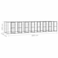 vidaXL Outdoor-Hundezwinger Stahl mit &Uuml;berdachung 19,36 m&sup2;