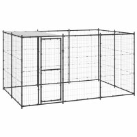 vidaXL Outdoor-Hundezwinger mit Überdachung Stahl...