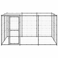vidaXL Outdoor-Hundezwinger mit Überdachung Stahl...