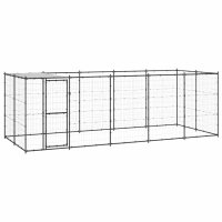 vidaXL Outdoor-Hundezwinger mit Überdachung Stahl...