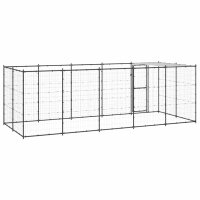 vidaXL Outdoor-Hundezwinger mit Überdachung Stahl 12,1 m²