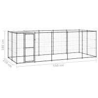 vidaXL Outdoor-Hundezwinger mit Überdachung Stahl 12,1 m²