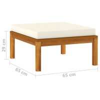 vidaXL 3-tlg. Garten-Lounge-Set mit Creme Kissen Massivholz Akazie