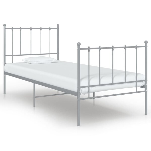 vidaXL Bett Grau Metall 90x200 cm