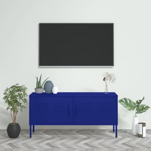 vidaXL TV-Schrank Marineblau 105x35x50 cm Stahl