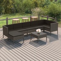 vidaXL 8-tlg. Garten-Lounge-Set mit Auflagen Poly Rattan Grau