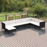 vidaXL 8-tlg. Garten-Lounge-Set mit Auflagen Poly Rattan Schwarz