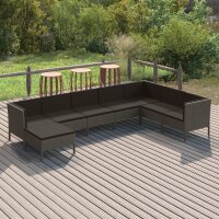 vidaXL 8-tlg. Garten-Lounge-Set mit Auflagen Poly Rattan Grau