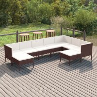 vidaXL 9-tlg. Garten-Lounge-Set mit Auflagen Poly Rattan Braun