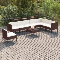 vidaXL 9-tlg. Garten-Lounge-Set mit Auflagen Poly Rattan Braun