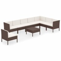 vidaXL 9-tlg. Garten-Lounge-Set mit Auflagen Poly Rattan Braun