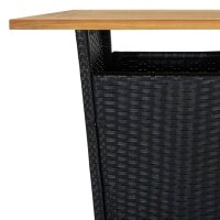 vidaXL 3-tlg. Gartenbar-Set mit Kissen Poly Rattan Schwarz