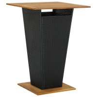 vidaXL 5-tlg. Gartenbar-Set mit Kissen Poly Rattan Schwarz