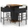 vidaXL 5-tlg. Gartenbar-Set mit Kissen Poly Rattan Schwarz