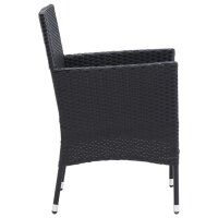 vidaXL 5-tlg. Garten-Essgruppe mit Kissen Poly Rattan Schwarz