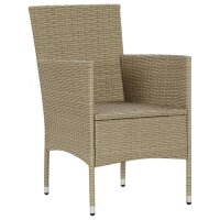 vidaXL 3-tlg. Garten-Essgruppe mit Kissen Poly Rattan Beige