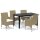 vidaXL 5-tlg. Garten-Essgruppe mit Kissen Poly Rattan Beige