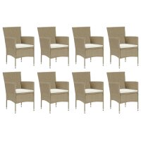 vidaXL 9-tlg. Garten-Essgruppe mit Kissen Poly Rattan Beige