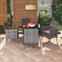 vidaXL 5-tlg. Garten-Essgruppe mit Kissen Poly Rattan Grau