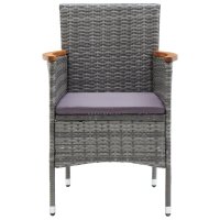 vidaXL 9-tlg. Garten-Essgruppe mit Kissen Poly Rattan Grau