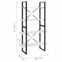 vidaXL B&uuml;cherregal 4 F&auml;cher Wei&szlig; 80x30x140 cm Holzwerkstoff