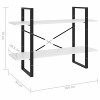 vidaXL B&uuml;cherregal 2 F&auml;cher Wei&szlig; 100x30x70 cm Holzwerkstoff