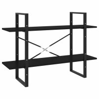 vidaXL B&uuml;cherregal 2 F&auml;cher Schwarz 100x30x70 cm Holzwerkstoff