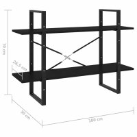 vidaXL B&uuml;cherregal 2 F&auml;cher Schwarz 100x30x70 cm Holzwerkstoff