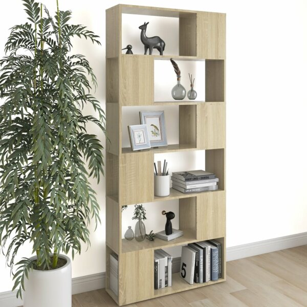 vidaXL B&uuml;cherregal Raumteiler Sonoma-Eiche 80x24x186 cm Holzwerkstoff