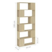 vidaXL B&uuml;cherregal Raumteiler Sonoma-Eiche 80x24x186 cm Holzwerkstoff