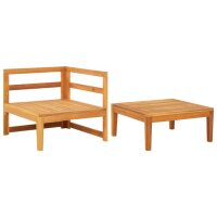 vidaXL 2-tlg. Garten-Lounge-Set mit Kissen Cremeweiß Akazienholz