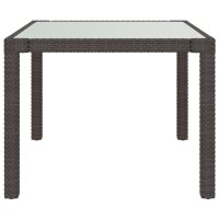 vidaXL Gartentisch 90x90x75 cm Geh&auml;rtetes Glas Poly Rattan Braun