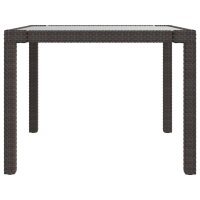 vidaXL Gartentisch 90x90x75 cm Geh&auml;rtetes Glas Poly Rattan Braun