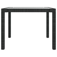 vidaXL Gartentisch 90x90x75 cm Geh&auml;rtetes Glas Poly Rattan Schwarz