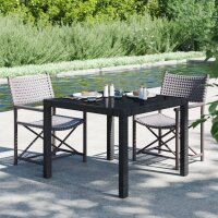 vidaXL Gartentisch 90x90x75 cm Geh&auml;rtetes Glas Poly Rattan Schwarz