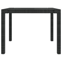 vidaXL Gartentisch 90x90x75 cm Geh&auml;rtetes Glas Poly Rattan Schwarz