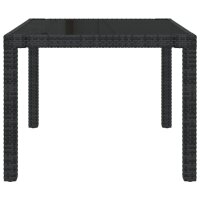 vidaXL Gartentisch 90x90x75 cm Geh&auml;rtetes Glas Poly Rattan Schwarz