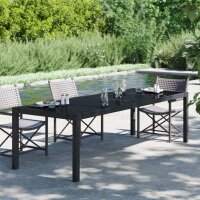 vidaXL Gartentisch Schwarz 250x100x75 cm Geh&auml;rtetes Glas Poly Rattan