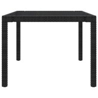 vidaXL Gartentisch Schwarz 250x100x75 cm Geh&auml;rtetes Glas Poly Rattan