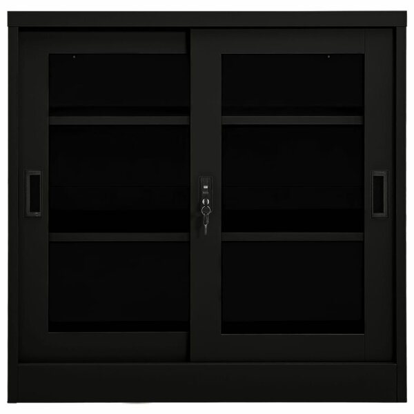 vidaXL Schrank mit Schiebet&uuml;r Schwarz 90x40x90 cm Stahl