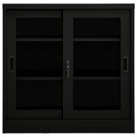 vidaXL Schrank mit Schiebet&uuml;r Schwarz 90x40x90 cm Stahl