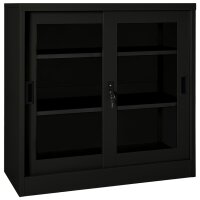 vidaXL Schrank mit Schiebetür Schwarz 90x40x90 cm Stahl