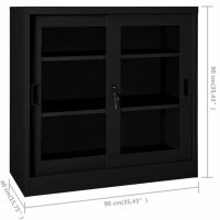 vidaXL Schrank mit Schiebet&uuml;r Schwarz 90x40x90 cm Stahl