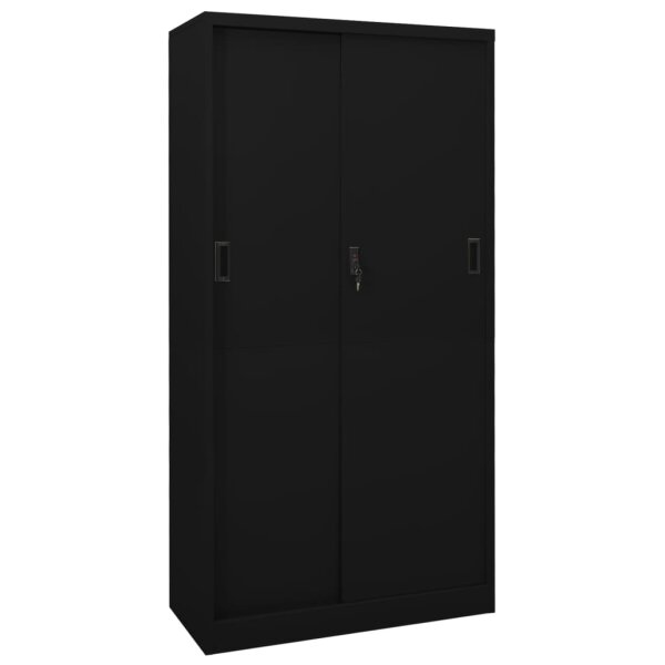 vidaXL B&uuml;roschrank mit Schiebet&uuml;r Schwarz 90x40x180 cm Stahl