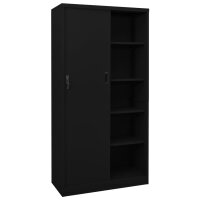 vidaXL B&uuml;roschrank mit Schiebet&uuml;r Schwarz 90x40x180 cm Stahl