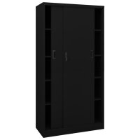 vidaXL Büroschrank mit Schiebetür Schwarz 90x40x180 cm Stahl