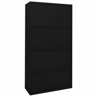 vidaXL B&uuml;roschrank mit Schiebet&uuml;r Schwarz 90x40x180 cm Stahl