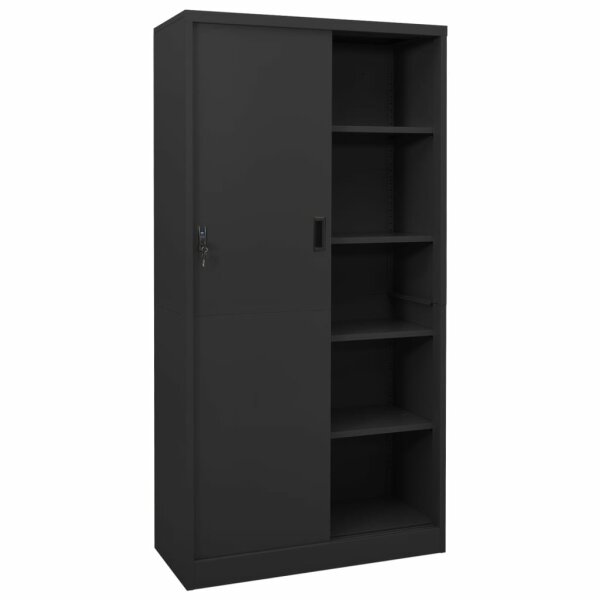 vidaXL B&uuml;roschrank mit Schiebet&uuml;r Anthrazit 90x40x180 cm Stahl